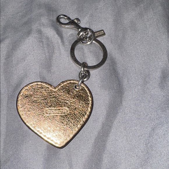 COACH Gold Heart Keychain with Multicolored Stones - Picture 3 of 3